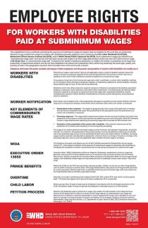 Employee Rights for Workers With Disabilities Paid at Special Minimum Wages Poster